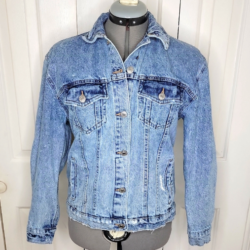 Roebuck & Co. Denim Jacket Women's Size XS Distressed Vintage